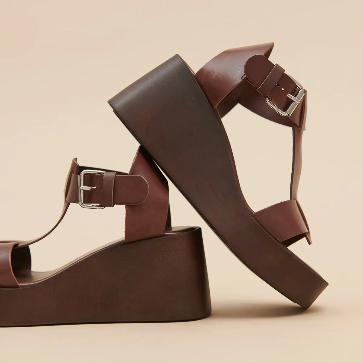 587- Estelle Cuir Marron-Fonce