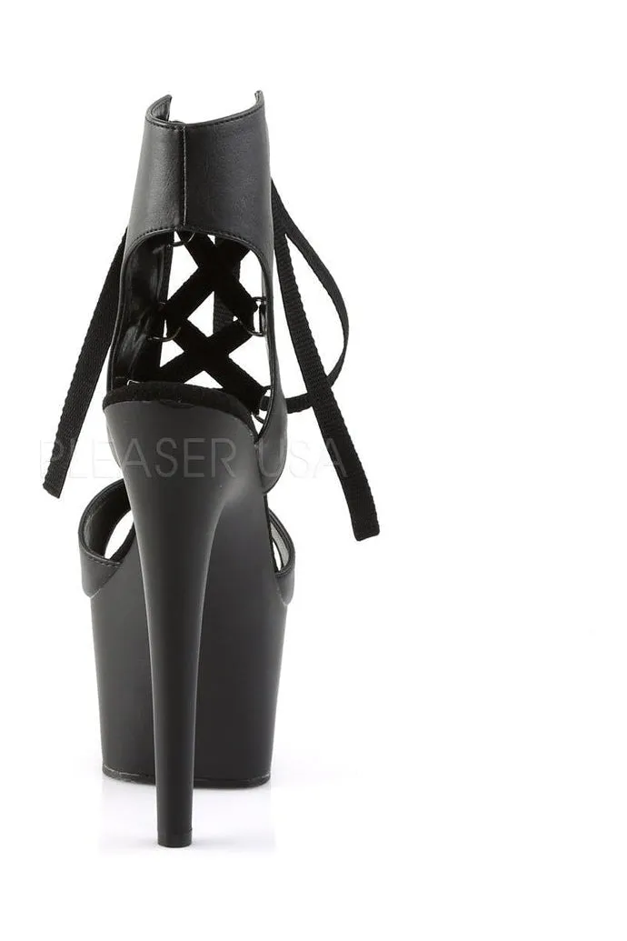 ADORE-700-14 Platform Sandal  | Black Faux Leather