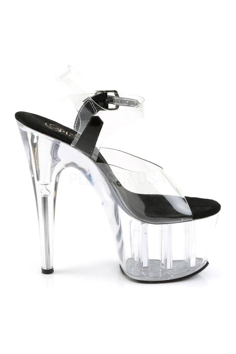 ADORE-708 Platform Sandal  | Black Vinyl