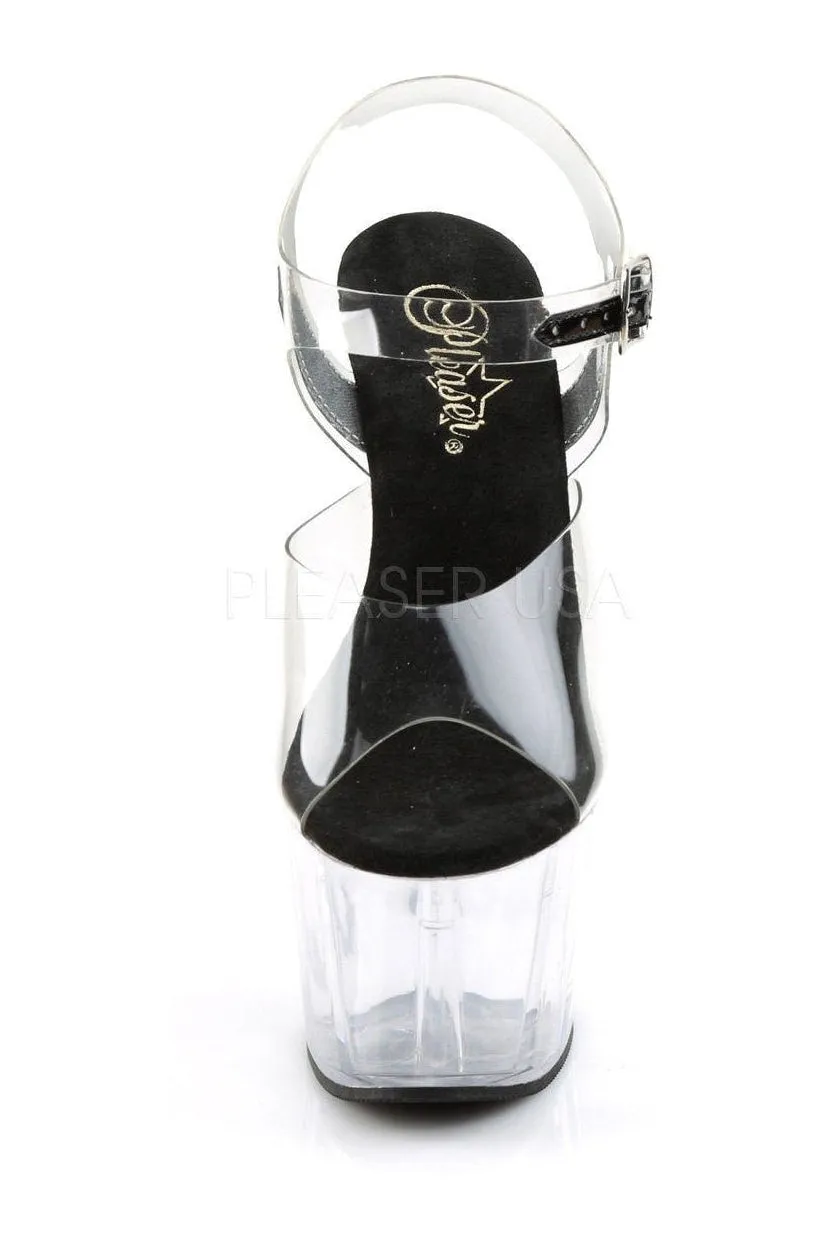 ADORE-708 Platform Sandal  | Black Vinyl