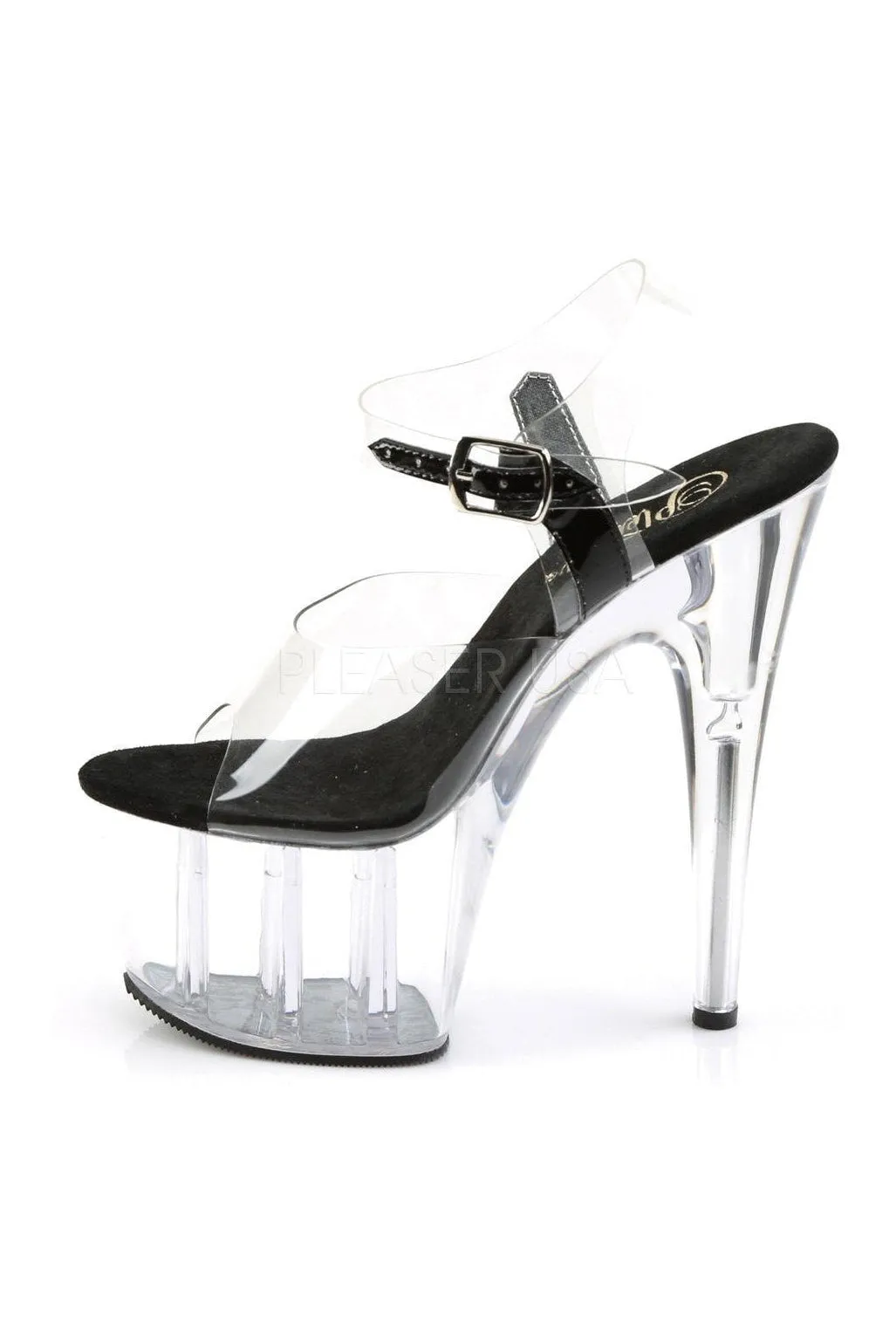 ADORE-708 Platform Sandal  | Black Vinyl