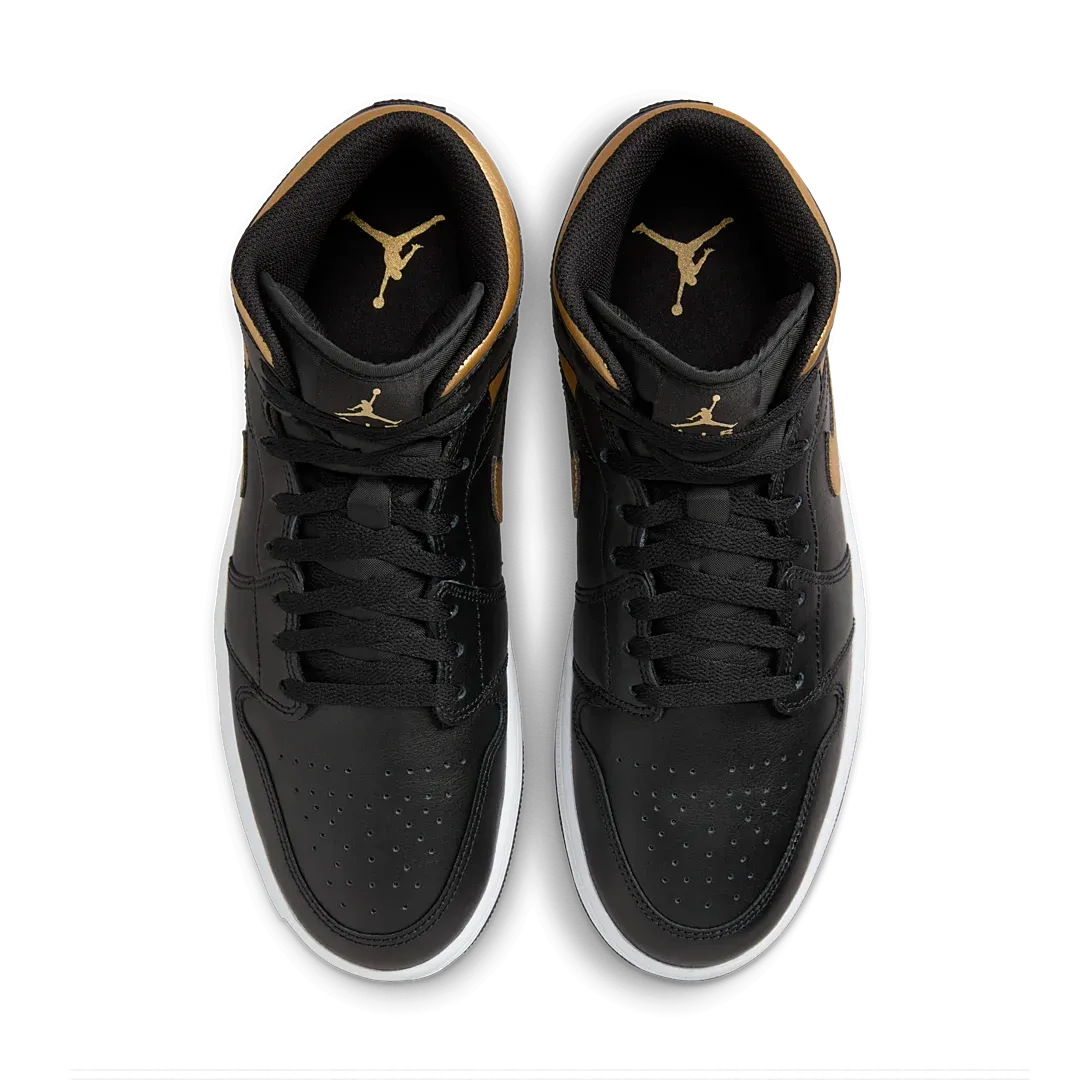 Air Jordan 1 Mid Black Metallic Gold