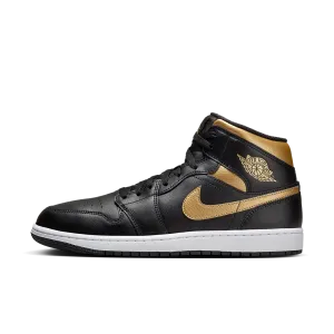 Air Jordan 1 Mid Black Metallic Gold