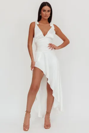 Aquila Tied Shoulder High-Low Hem Dress Oyster