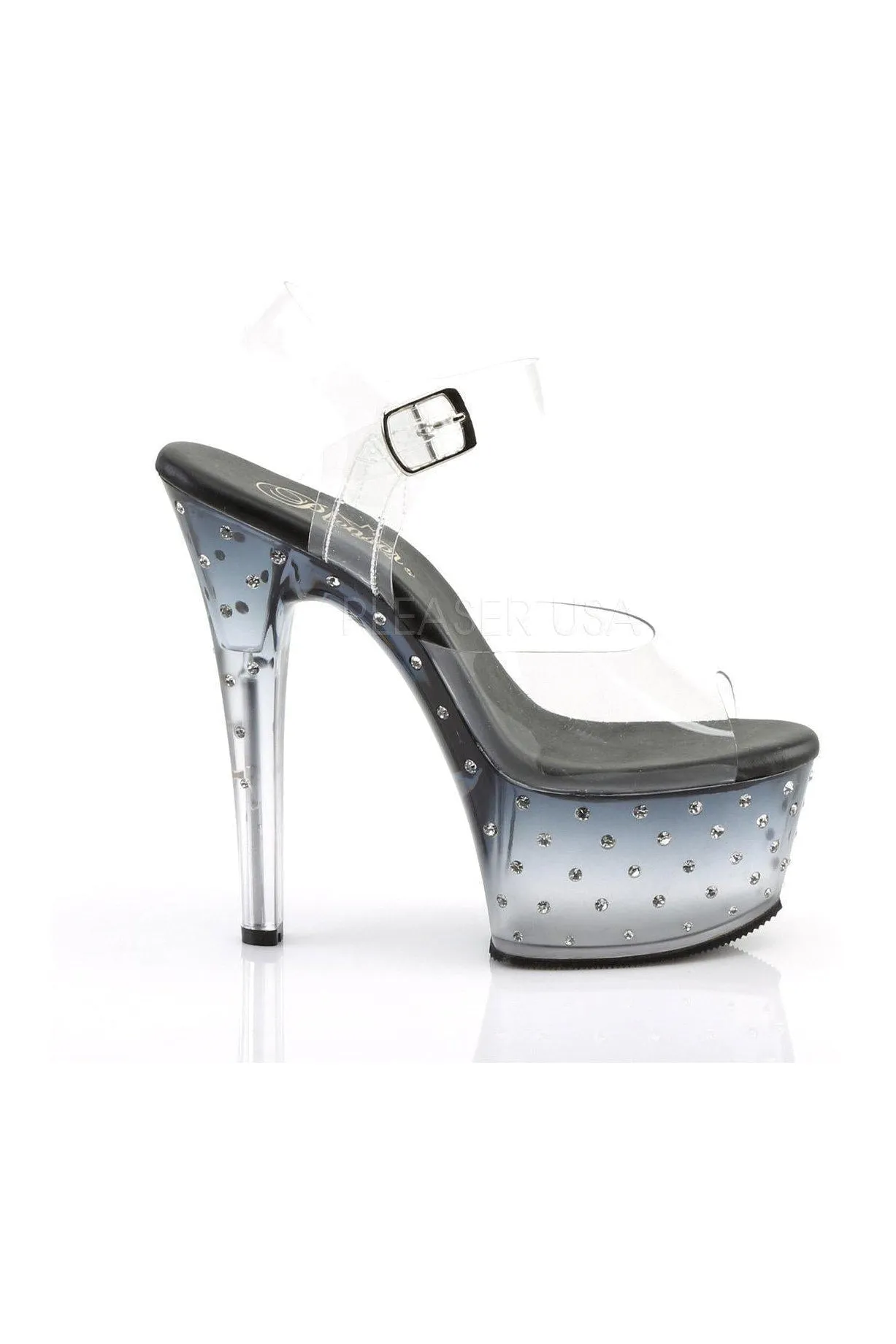 ASPIRE-608STD Platform Sandals | Black Vinyl