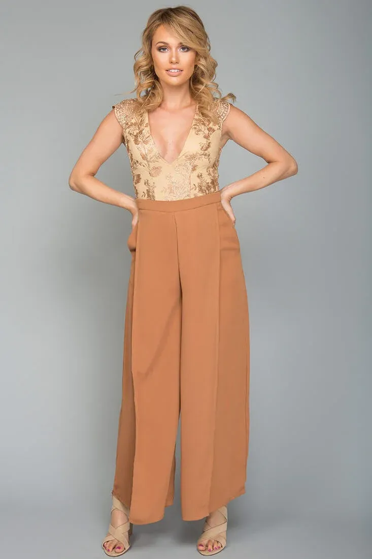 Ayelle Wide Leg Dress Pant Camel