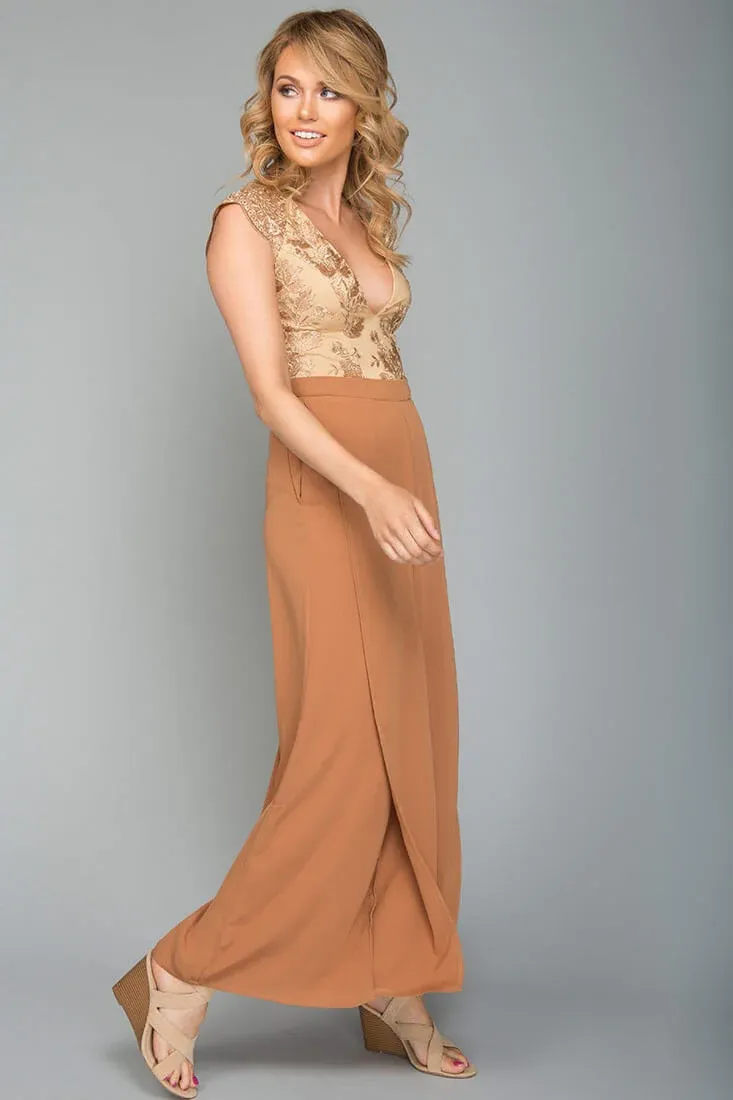 Ayelle Wide Leg Dress Pant Camel