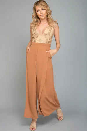 Ayelle Wide Leg Dress Pant Camel