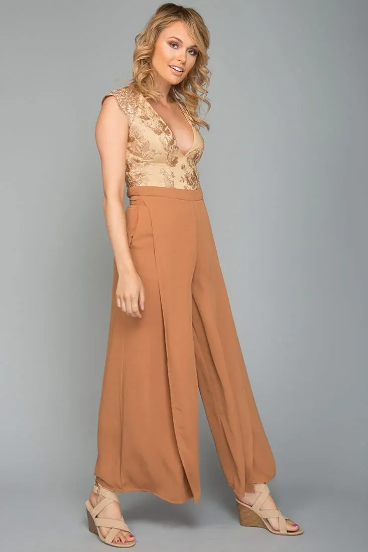 Ayelle Wide Leg Dress Pant Camel