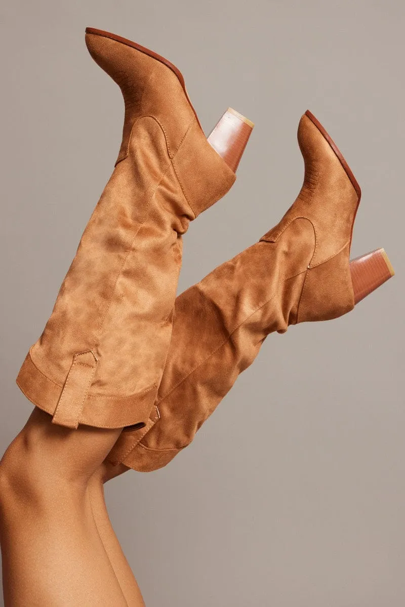 Camel Suede Cowboy Boots