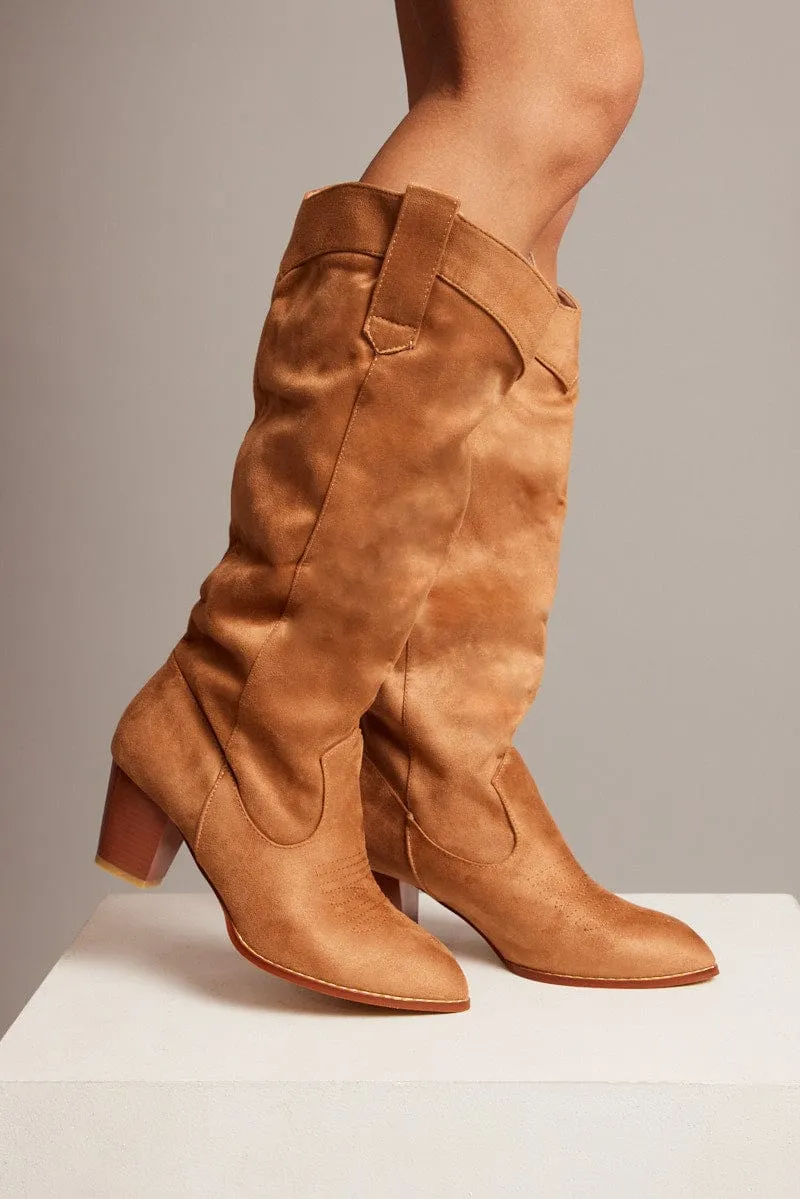 Camel Suede Cowboy Boots