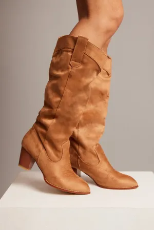 Camel Suede Cowboy Boots