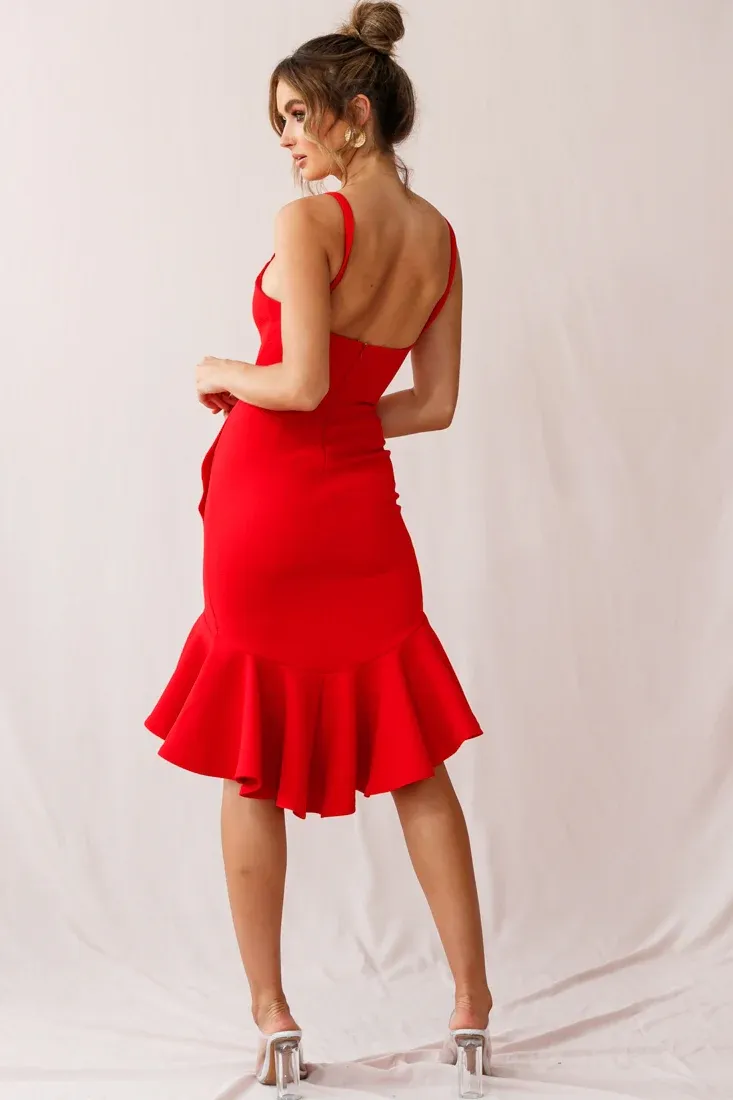 Cartagena High-Low Asymmetric Salsa Dress Red