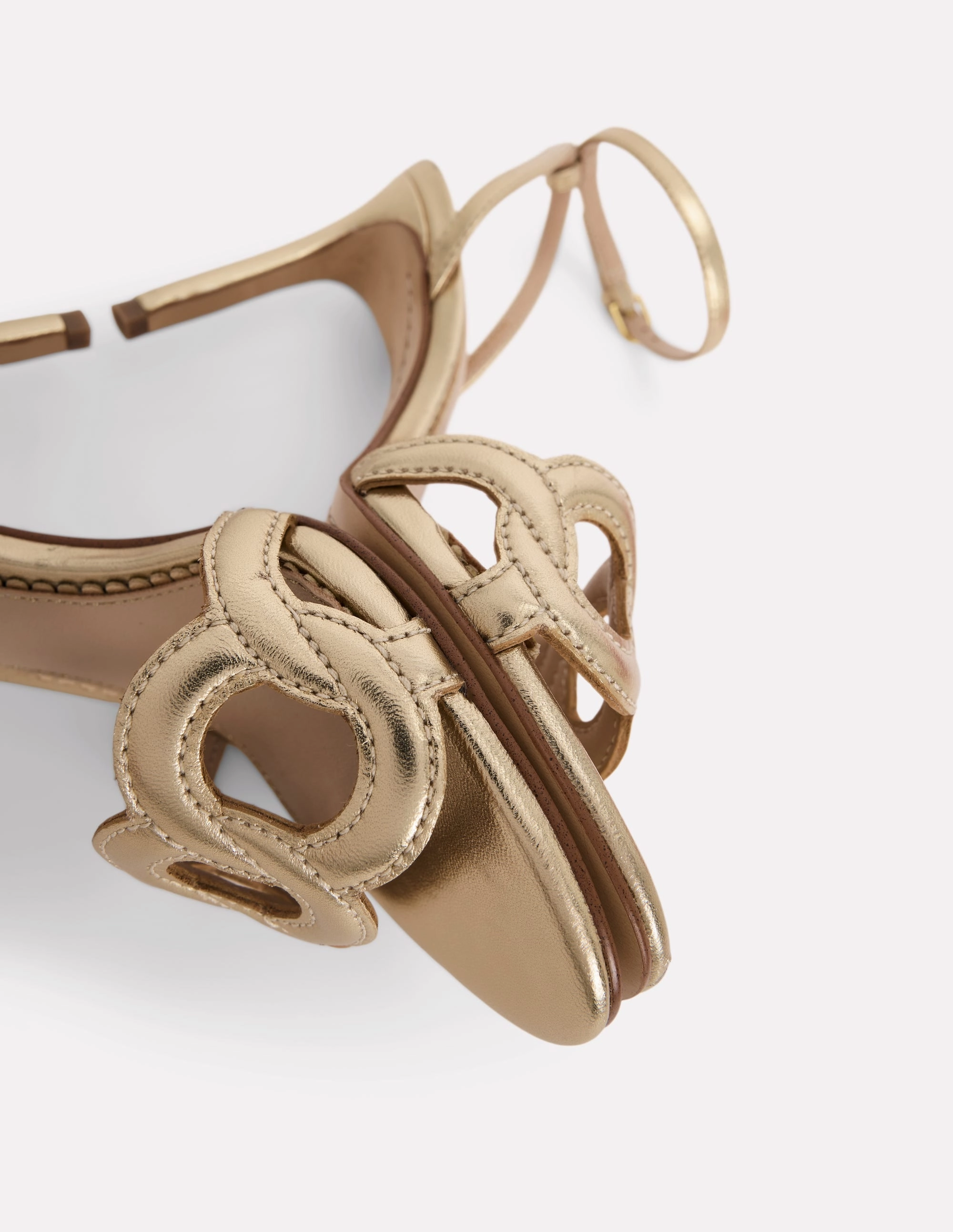 Circle Detail Heeled Sandal-Gold