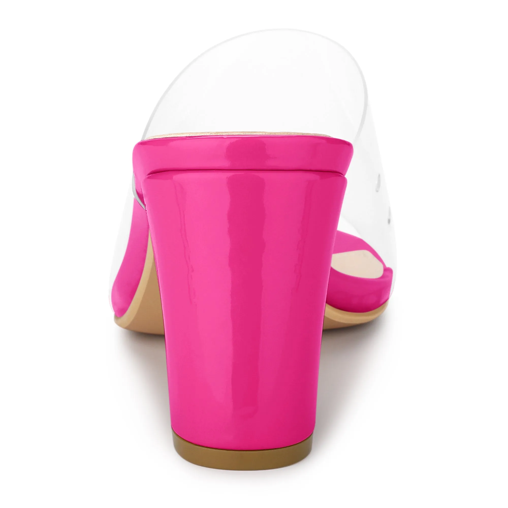 Clear Chunky Heel Slides Sandals Mules