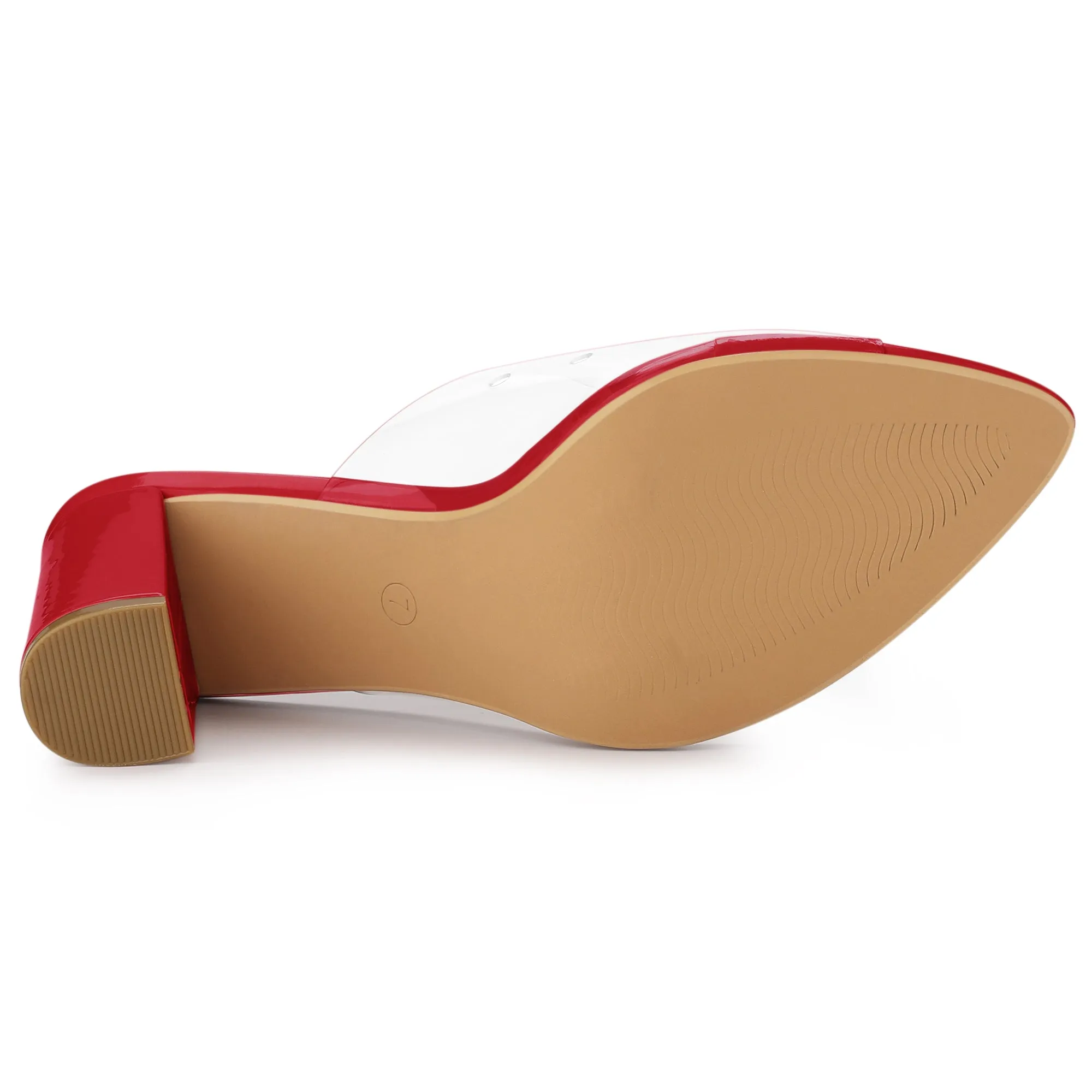 Clear Chunky Heel Slides Sandals Mules