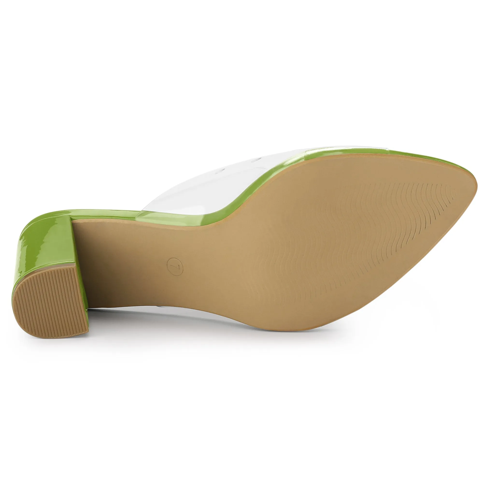 Clear Chunky Heel Slides Sandals Mules