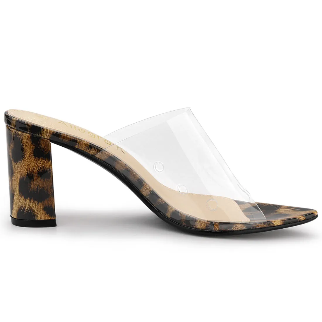 Clear Chunky Heel Slides Sandals Mules