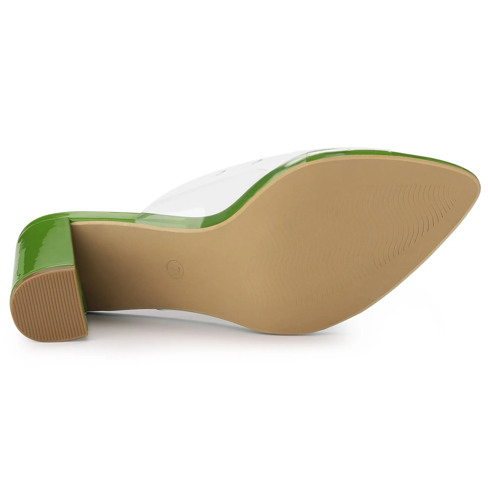 Clear Chunky Heel Slides Sandals Mules