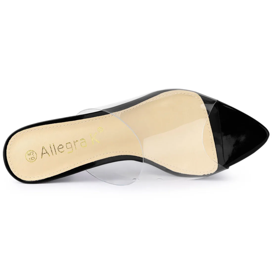 Clear Chunky Heel Slides Sandals Mules
