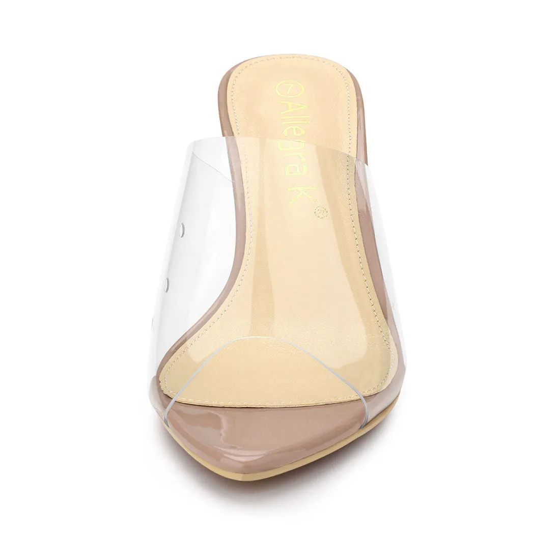 Clear Chunky Heel Slides Sandals Mules