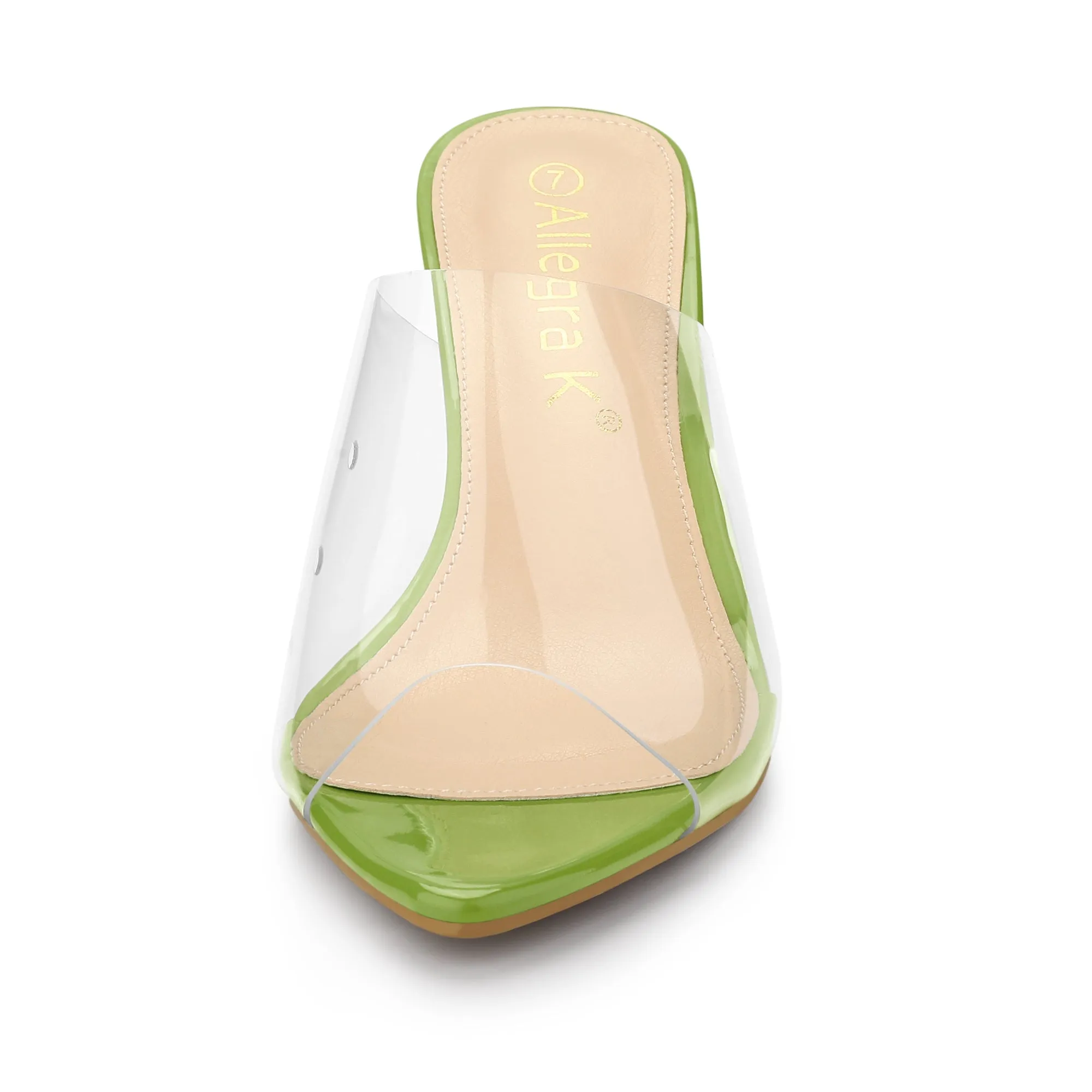 Clear Chunky Heel Slides Sandals Mules