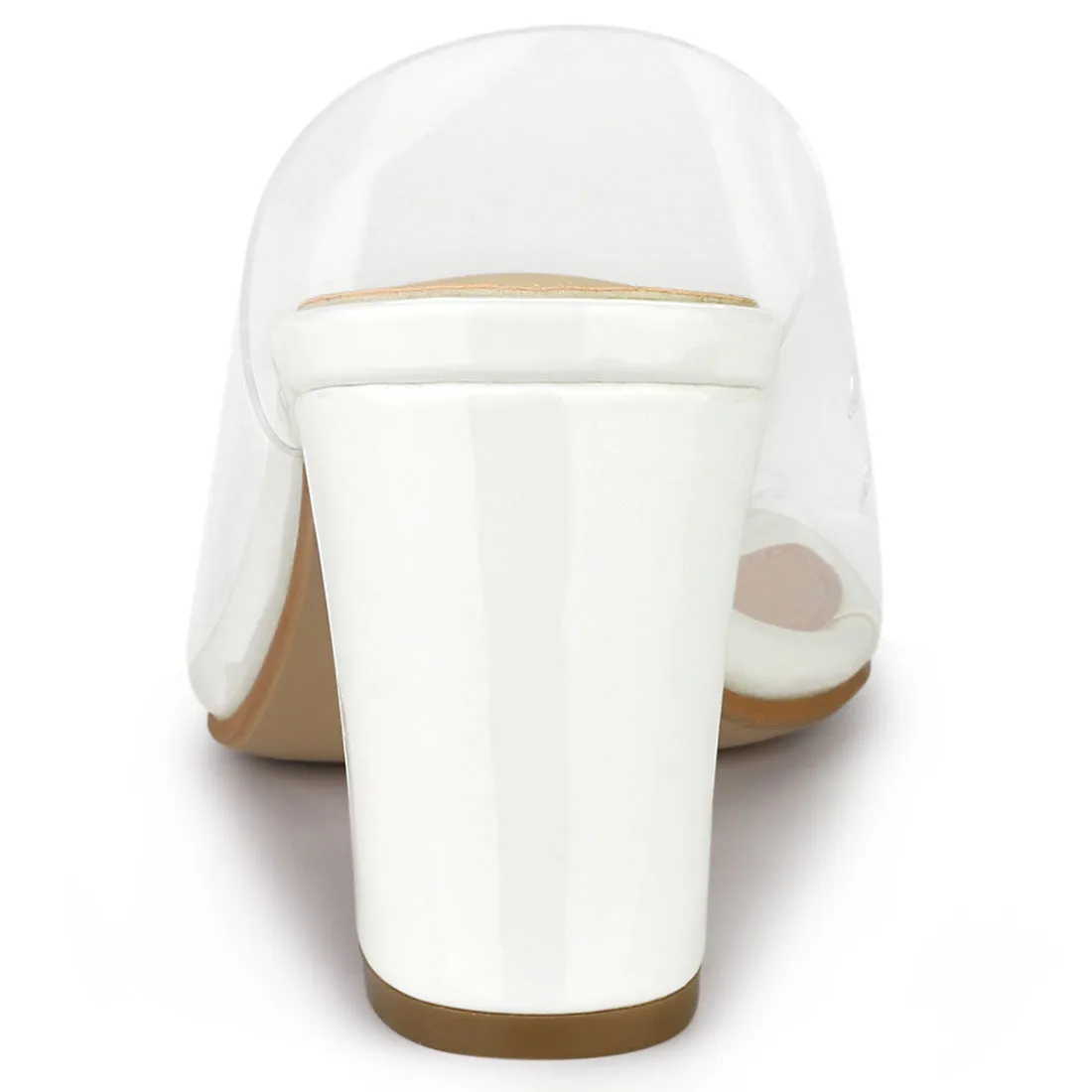 Clear Chunky Heel Slides Sandals Mules