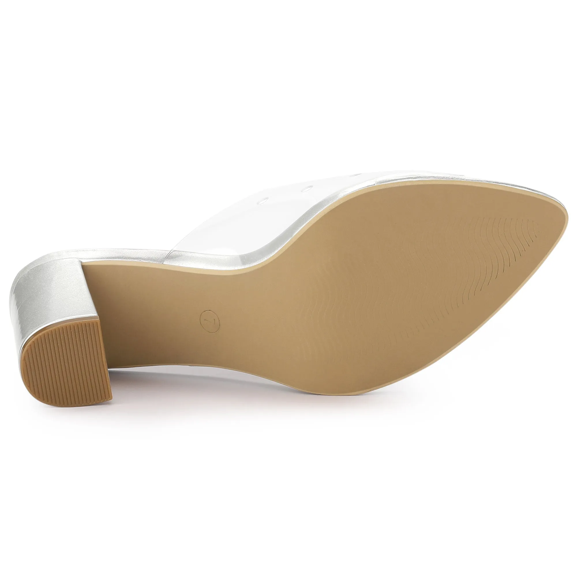 Clear Chunky Heel Slides Sandals Mules