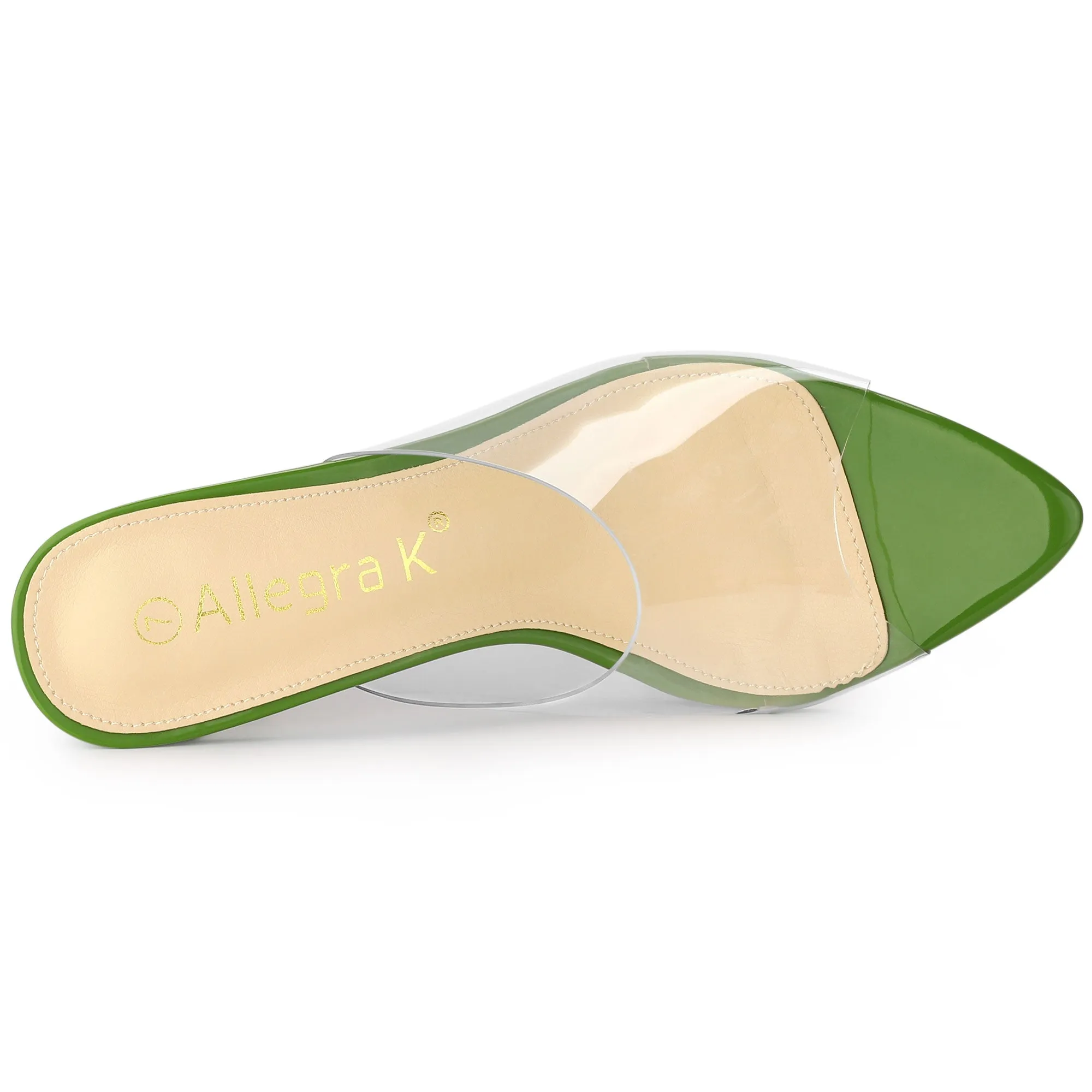 Clear Chunky Heel Slides Sandals Mules