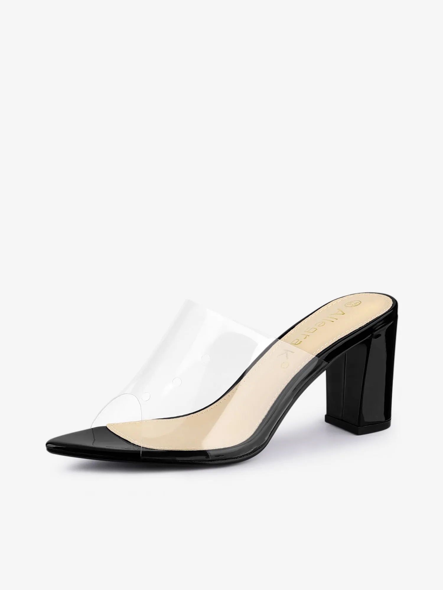 Clear Chunky Heel Slides Sandals Mules