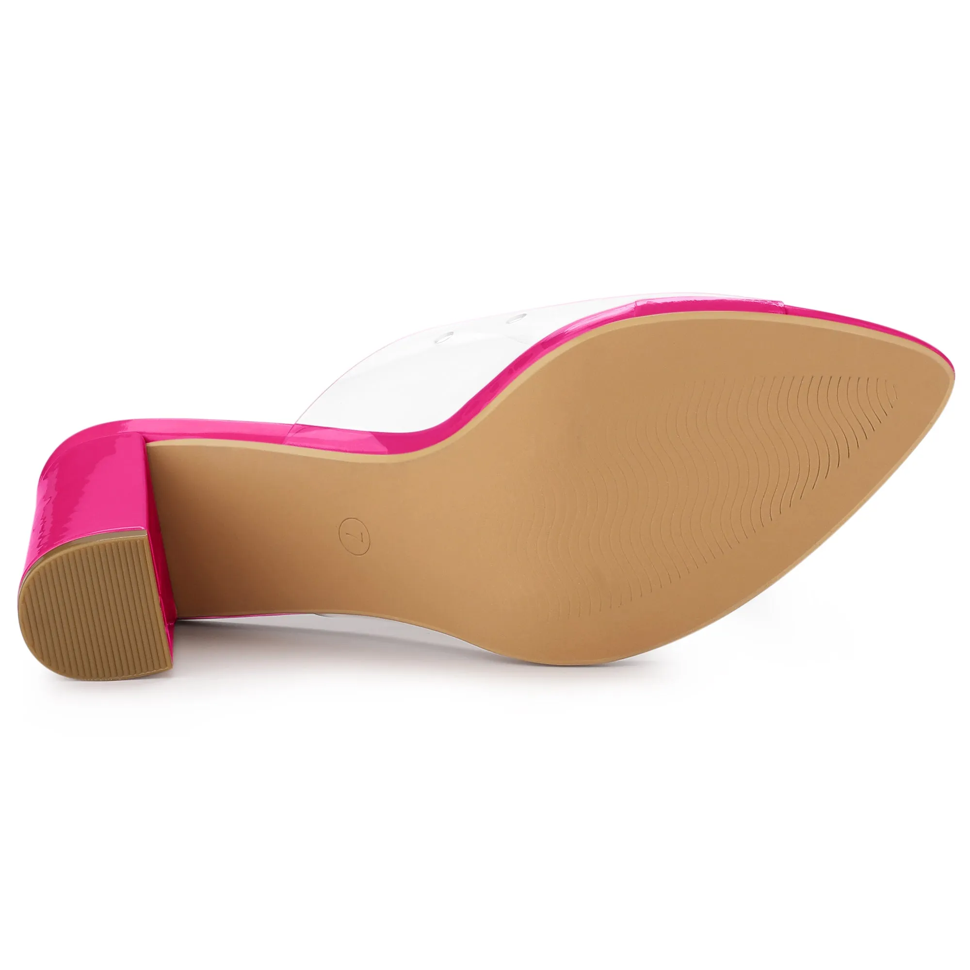 Clear Chunky Heel Slides Sandals Mules