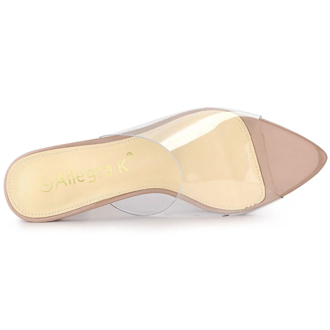 Clear Chunky Heel Slides Sandals Mules