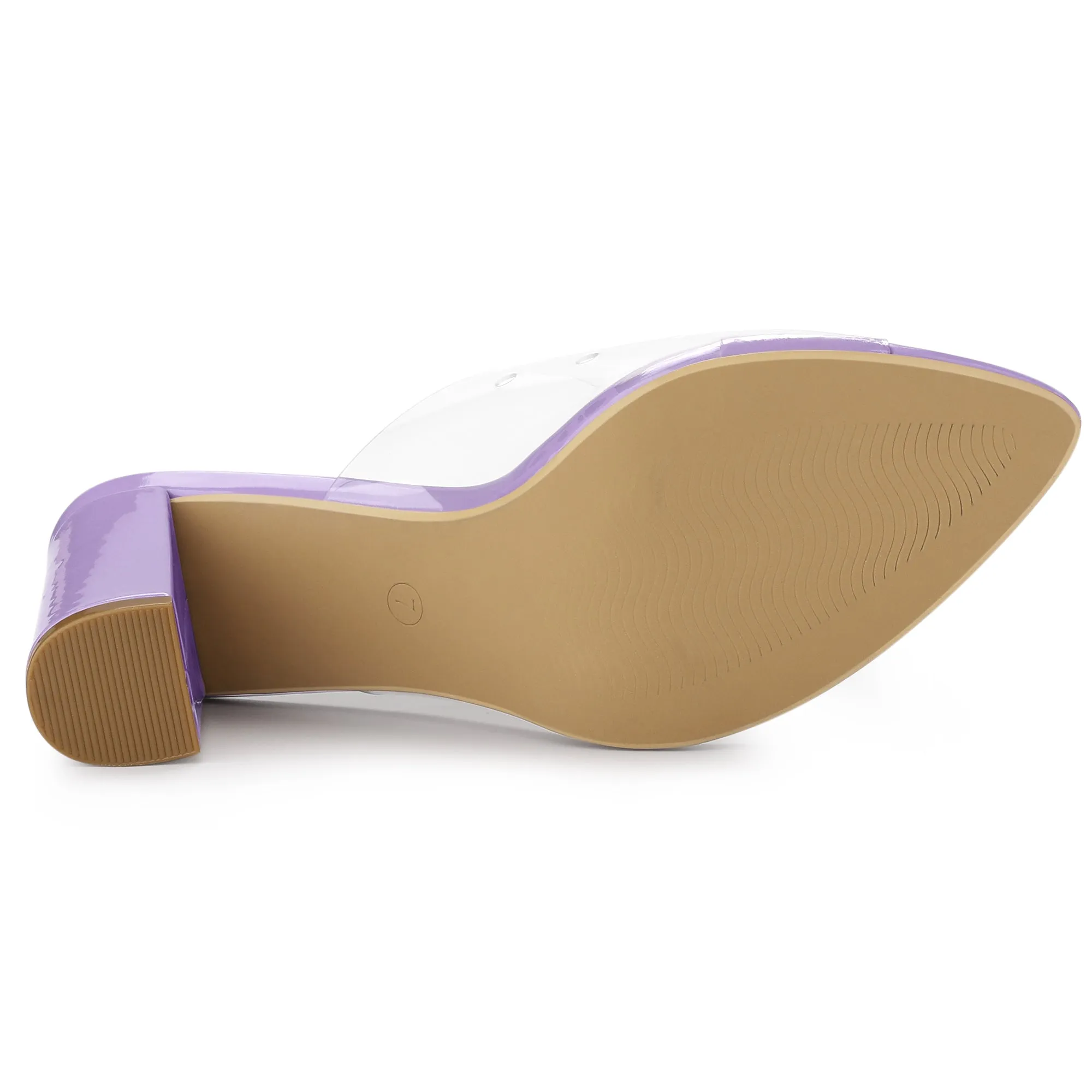 Clear Chunky Heel Slides Sandals Mules