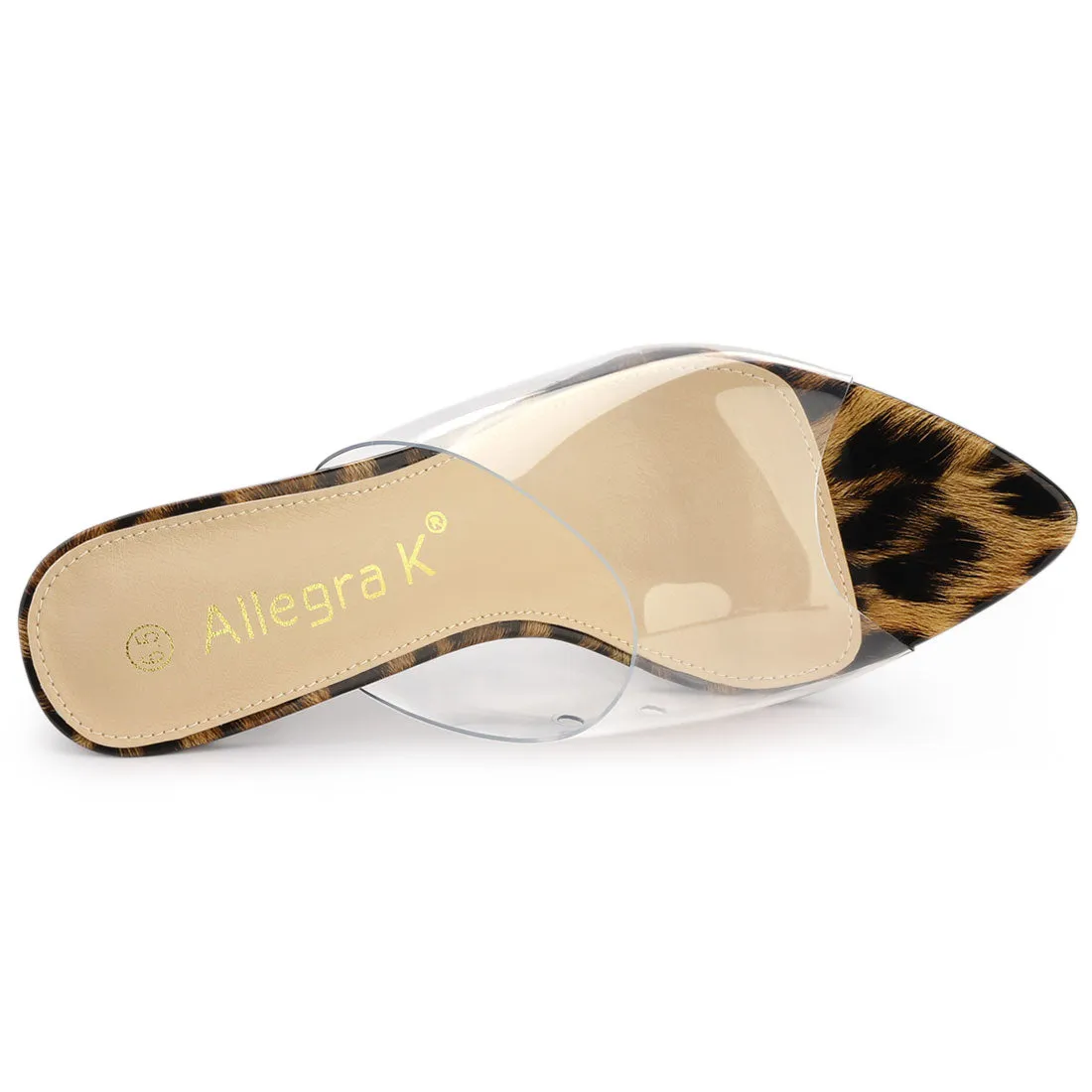 Clear Chunky Heel Slides Sandals Mules