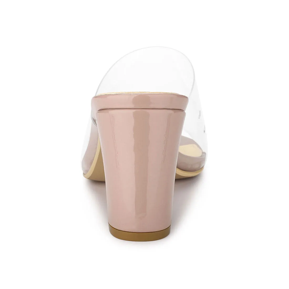 Clear Chunky Heel Slides Sandals Mules