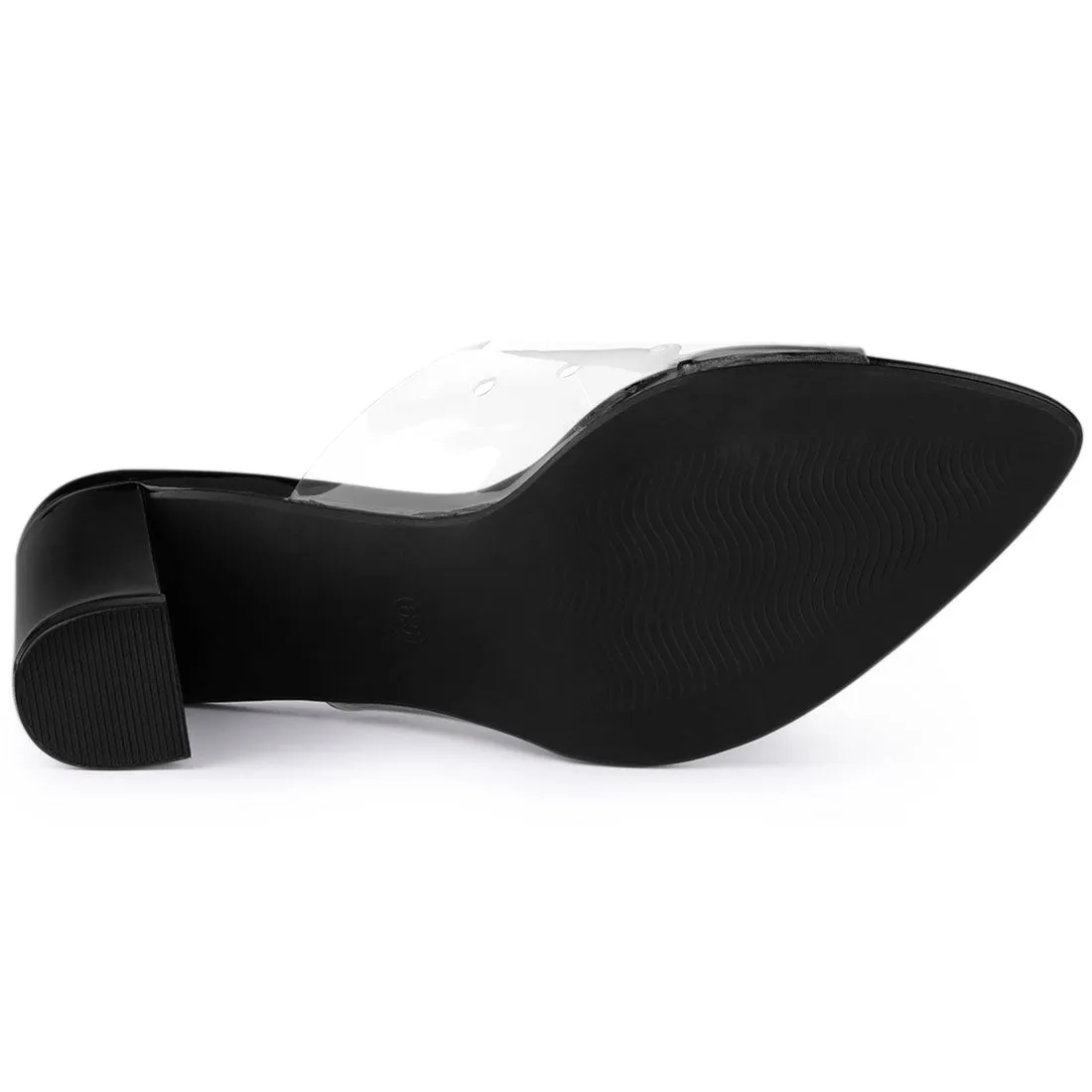 Clear Chunky Heel Slides Sandals Mules