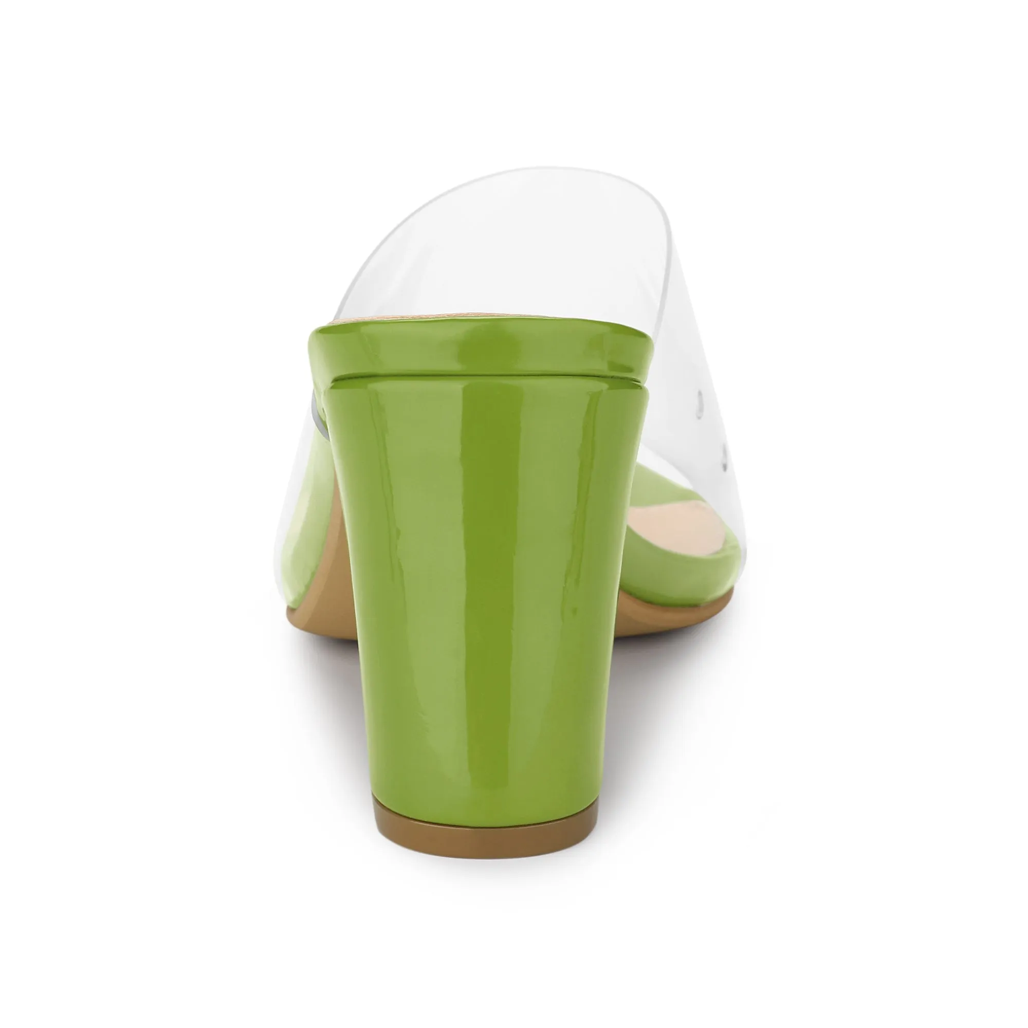 Clear Chunky Heel Slides Sandals Mules