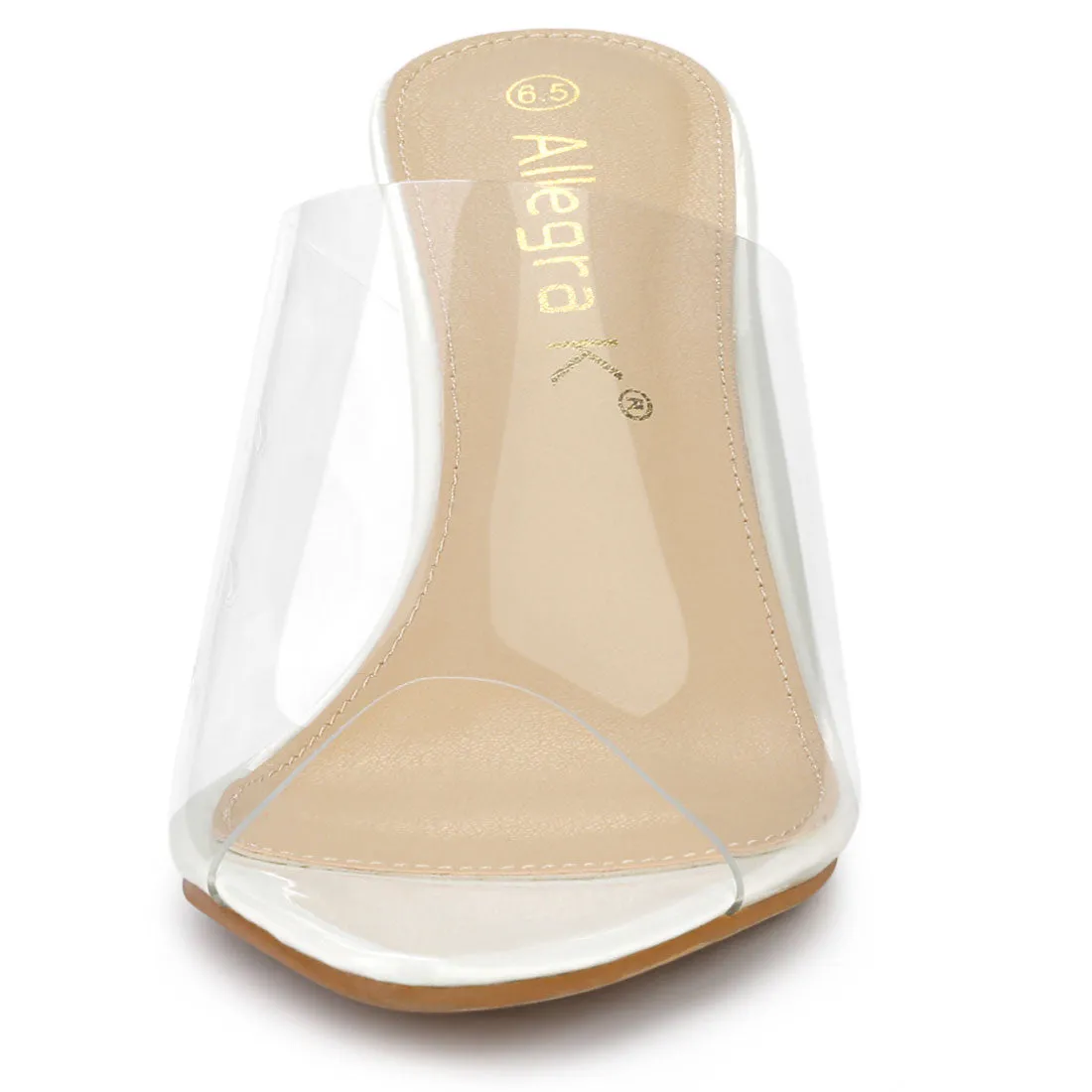 Clear Chunky Heel Slides Sandals Mules