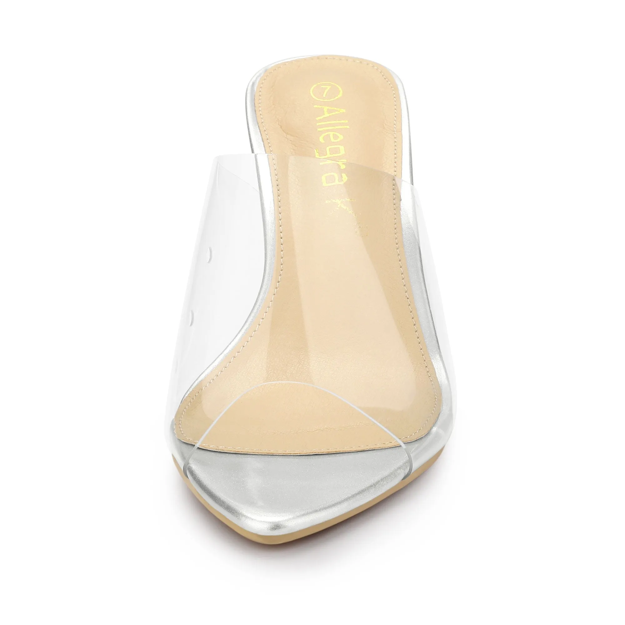 Clear Chunky Heel Slides Sandals Mules