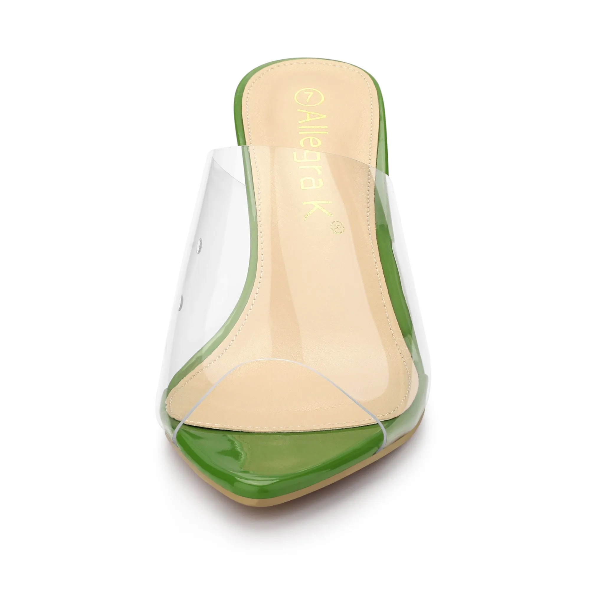 Clear Chunky Heel Slides Sandals Mules