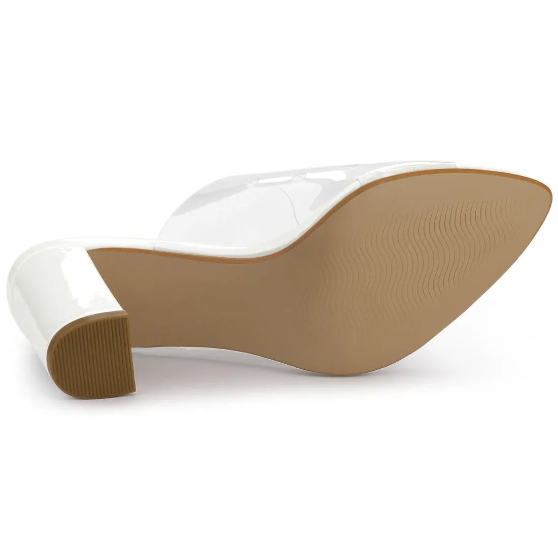 Clear Chunky Heel Slides Sandals Mules
