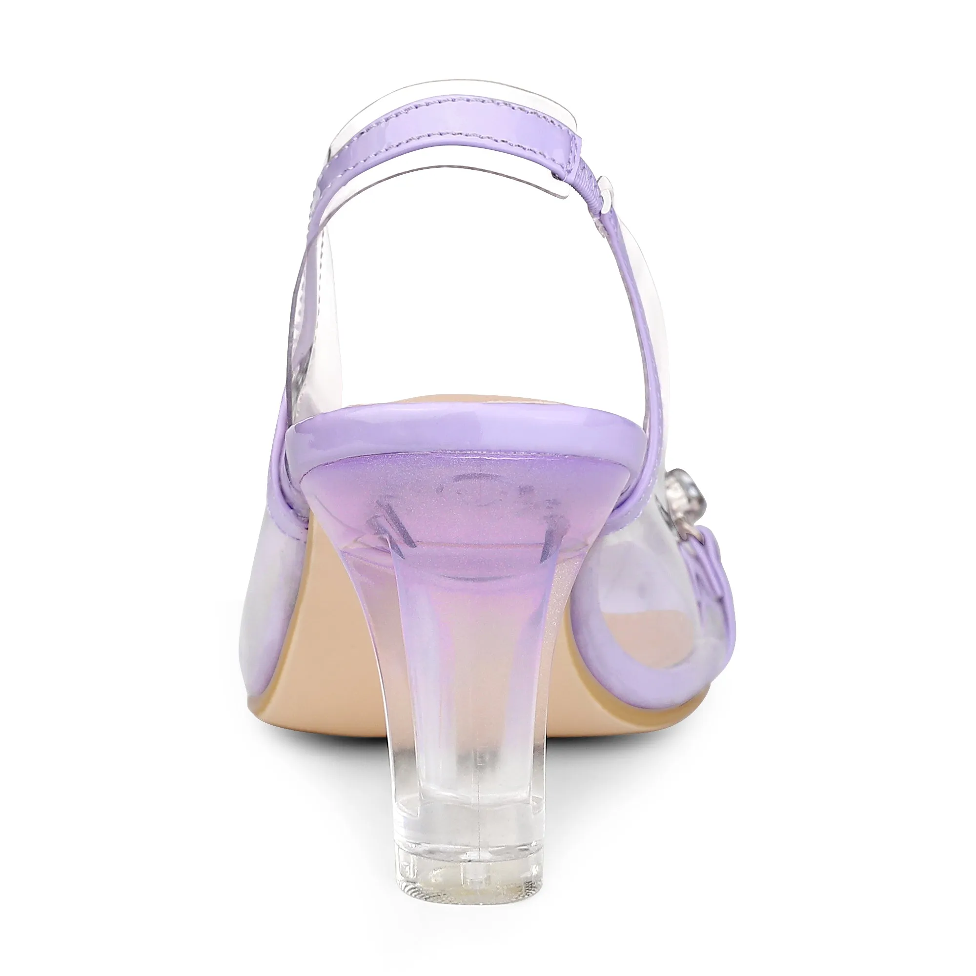 Clear Slingback Flower Rhinestone Peep Toe Heel Sandals