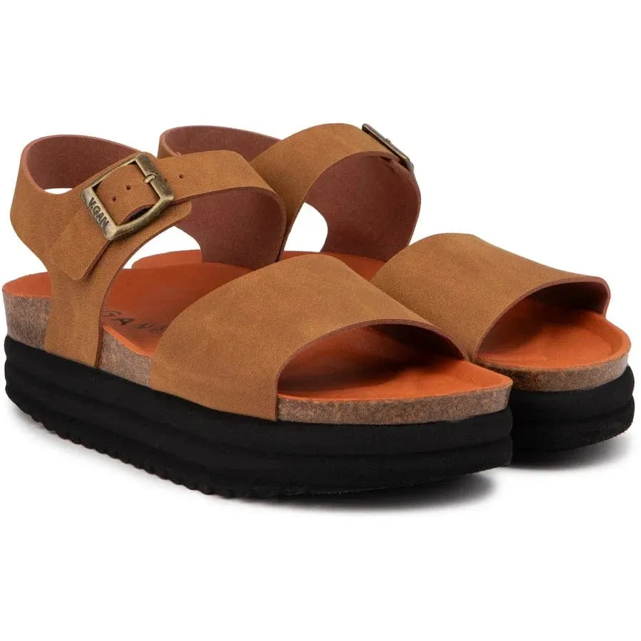 Clove Women's Vegan Flatform Sandals | Caramel