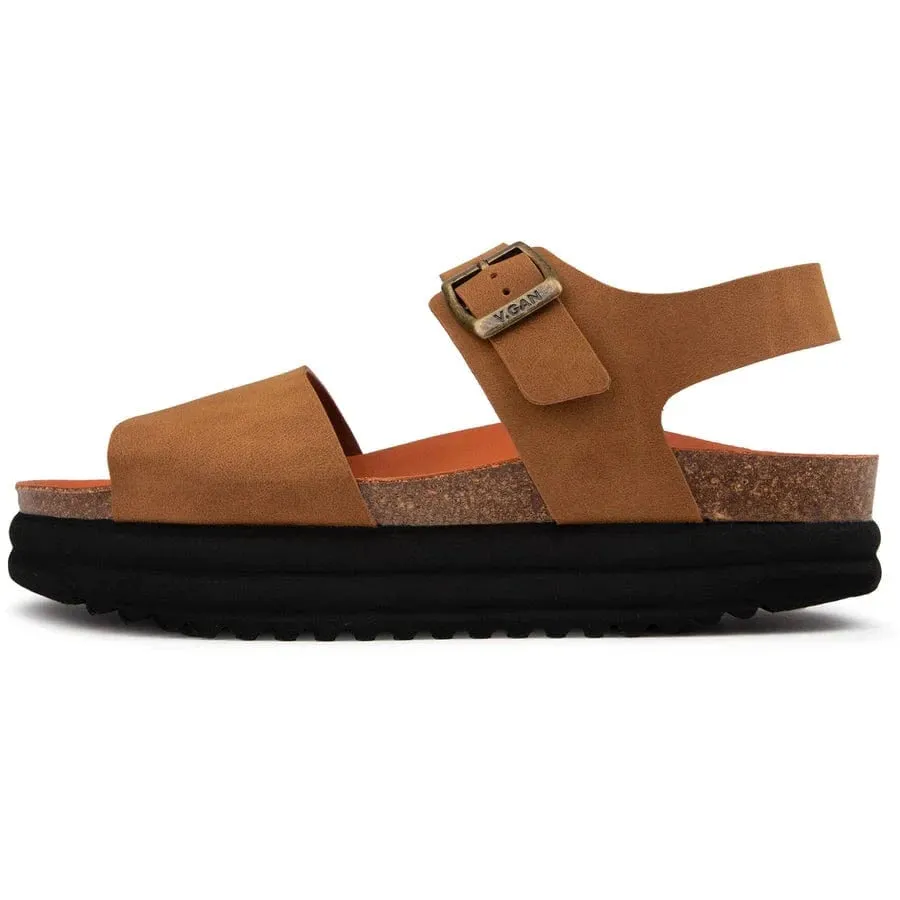 Clove Women's Vegan Flatform Sandals | Caramel
