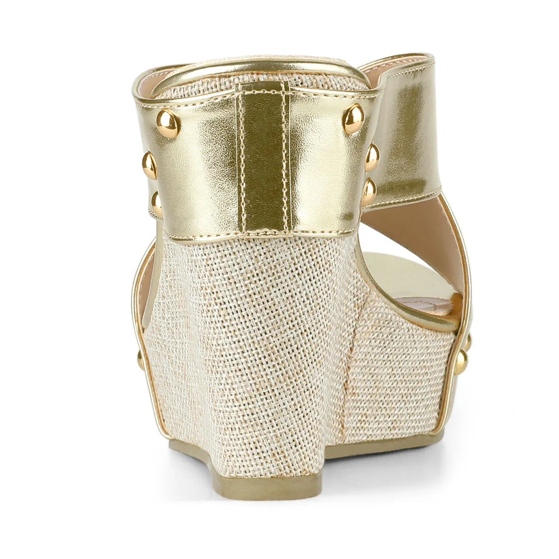 Crisscrossing Strap Platform Slide Wedge Sandals