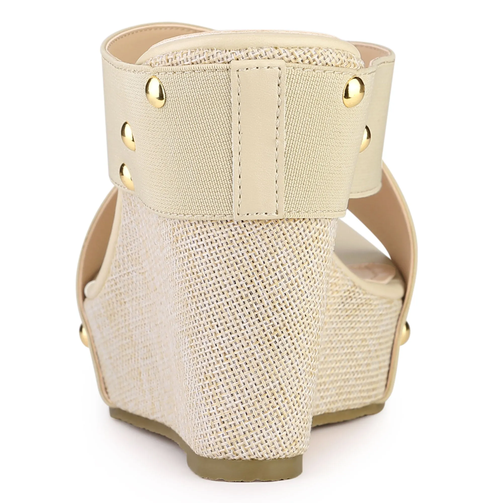 Crisscrossing Strap Platform Slide Wedge Sandals