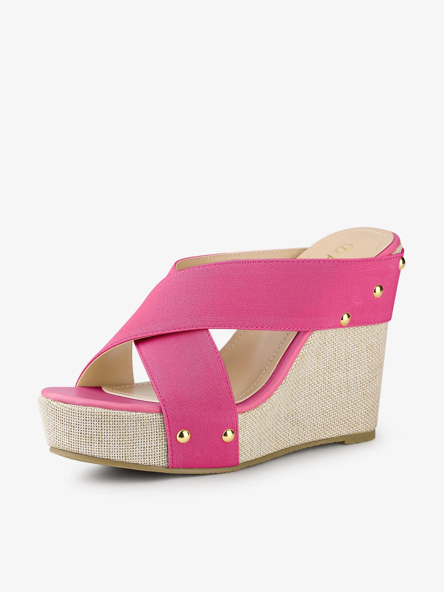 Crisscrossing Strap Platform Slide Wedge Sandals