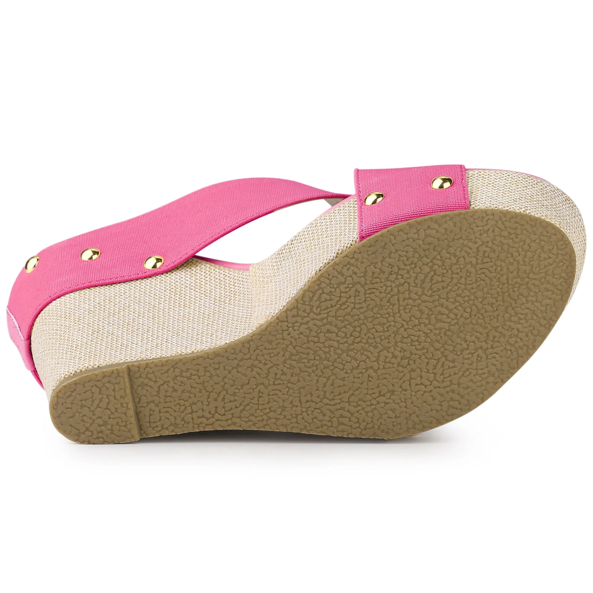 Crisscrossing Strap Platform Slide Wedge Sandals