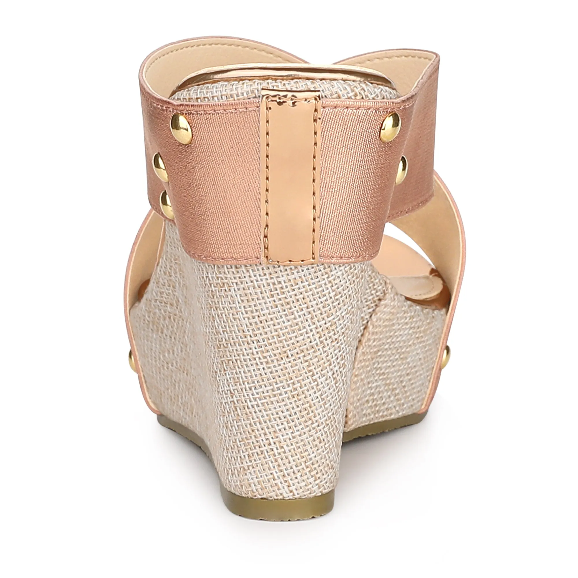 Crisscrossing Strap Platform Slide Wedge Sandals