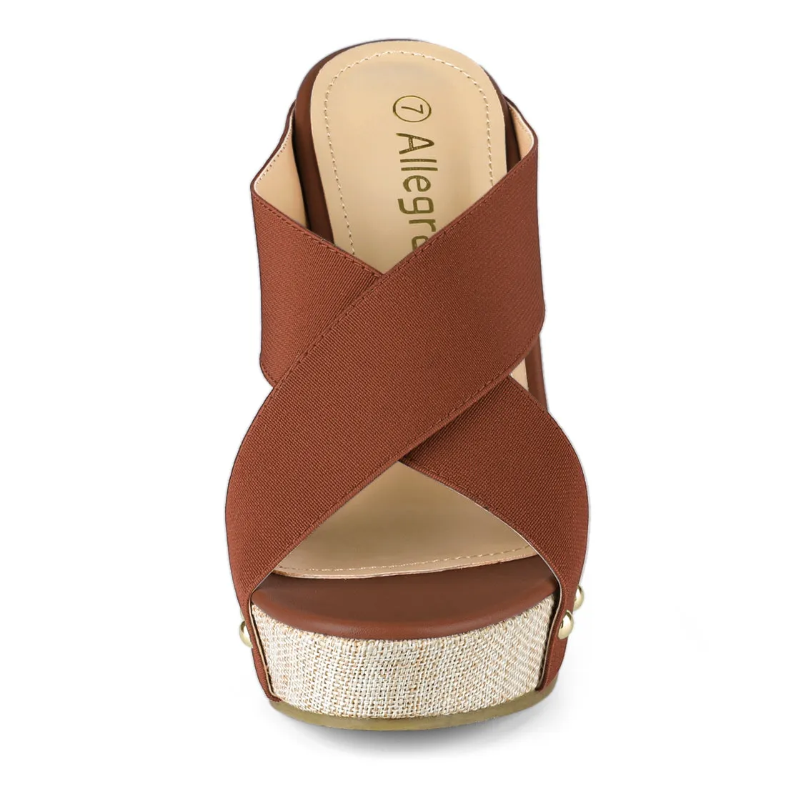 Crisscrossing Strap Platform Slide Wedge Sandals